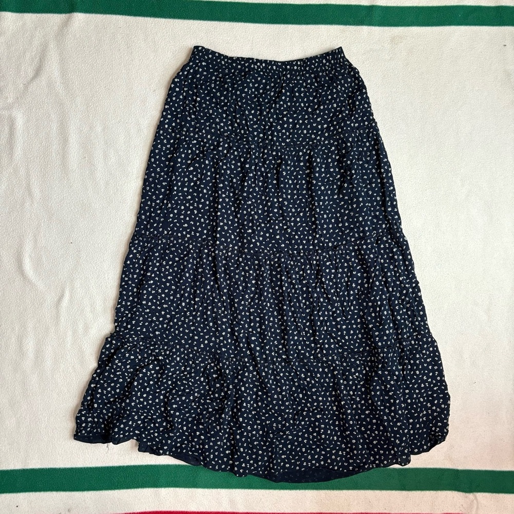 Navy Blue Floral Women's Skirt
